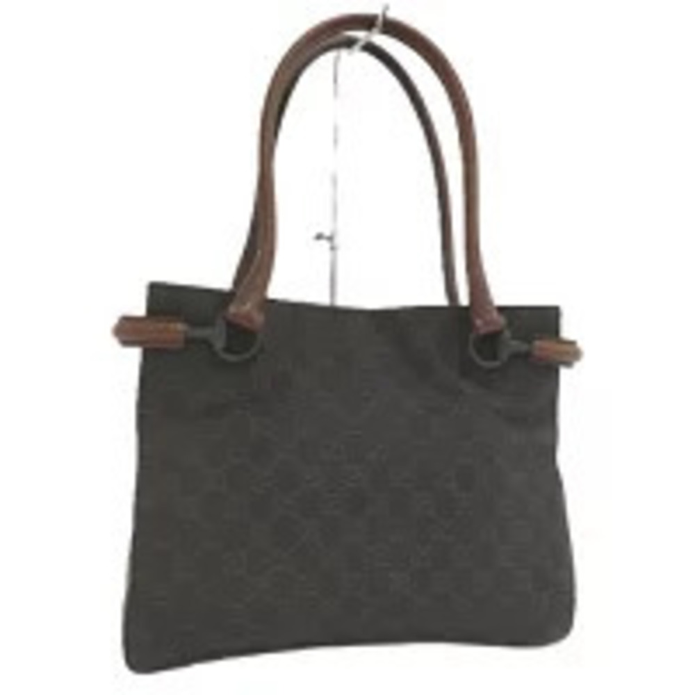 GUCCI Shoulder Bag GG Canvas Leather Dark Brown